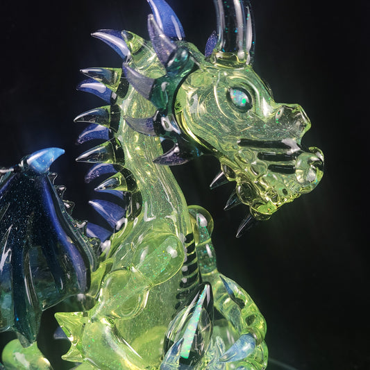 Full crushed opal dragon sculpture