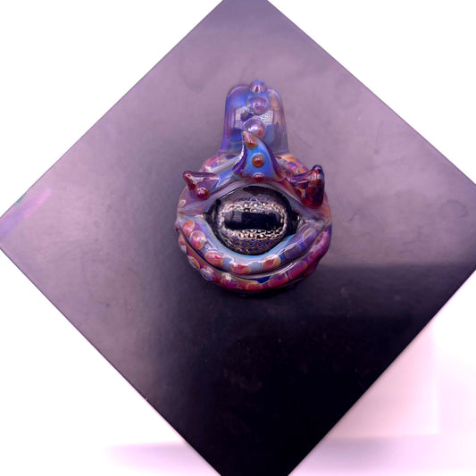 Amber purple octopus eye pendant