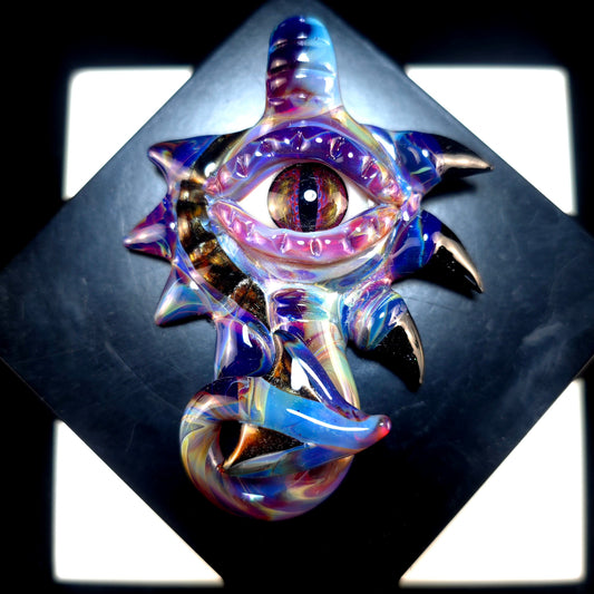 Amber purple dragon pendant